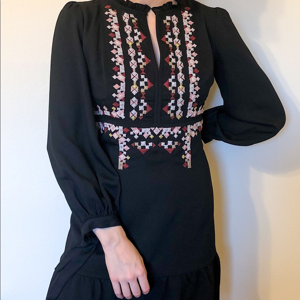 Ann Taylor black embroidered dress